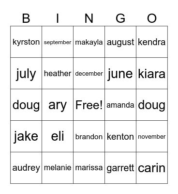 Autmn BINGO Card