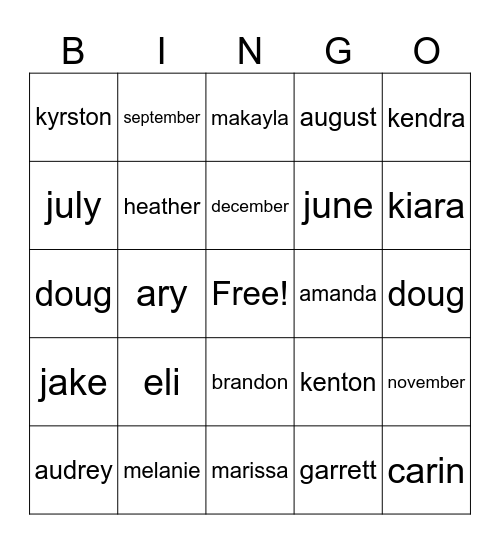 Autmn BINGO Card