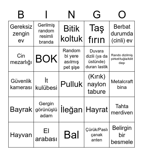 Yapış Yapış Anadolu V2.0 Bingo Card