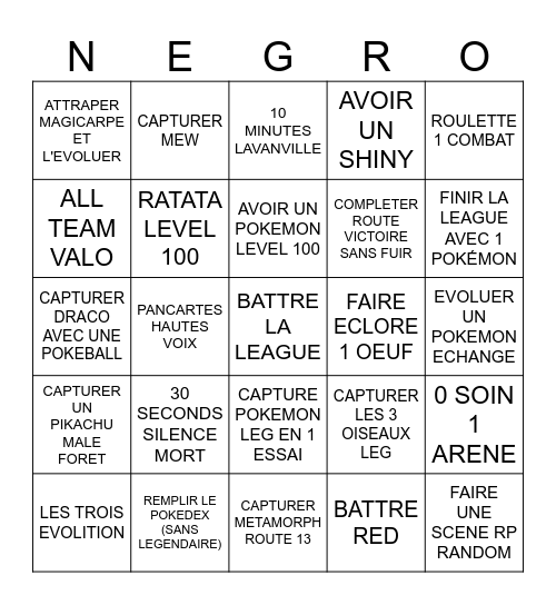 MEW SHINY = WIN Bingo Card