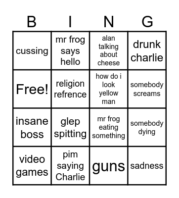 smiling friends bingo Card