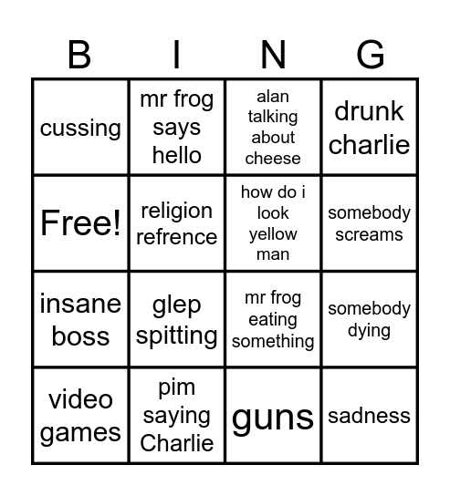 smiling friends bingo Card