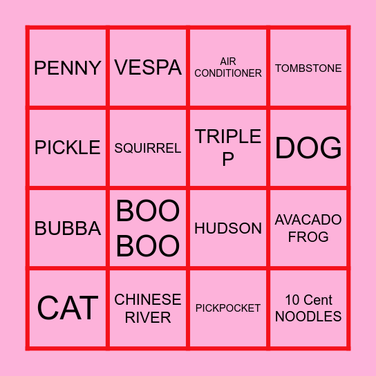 PENNYS PINGO Bingo Card