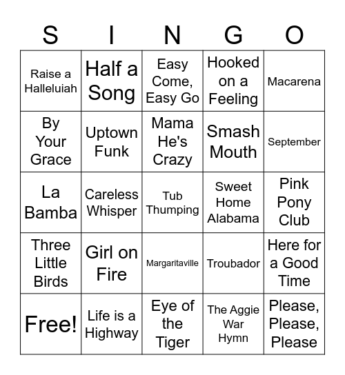 OAA Fall Retreat Singo! Bingo Card