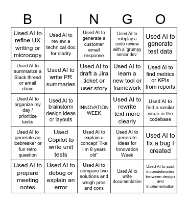 AI in Action: Bingo Challenge Bingo Card