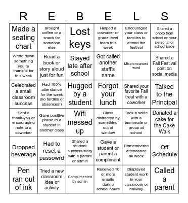 Harvest of Helpers: Fall Festival BINGO Card