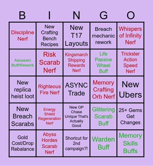 3.27 Predictions Bingo Card