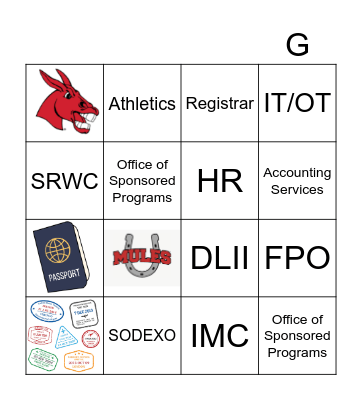 Campus Connections Passport Bingo Card