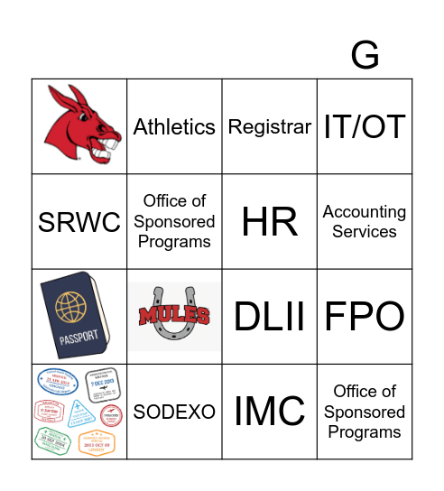 Campus Connections Passport Bingo Card
