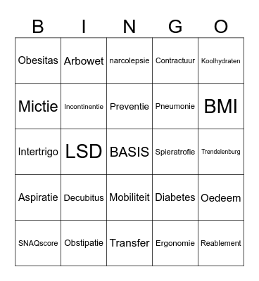 Bingo Basiszorg Bingo Card