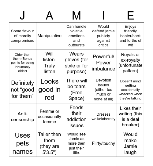 Are you Mst. Awning's 'Type'? Bingo Card