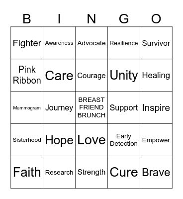 Breast Friends Brunch BINGO Card