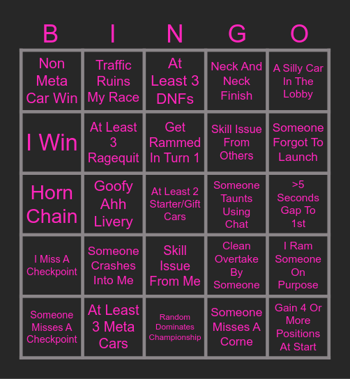 FH5 Bingo Card