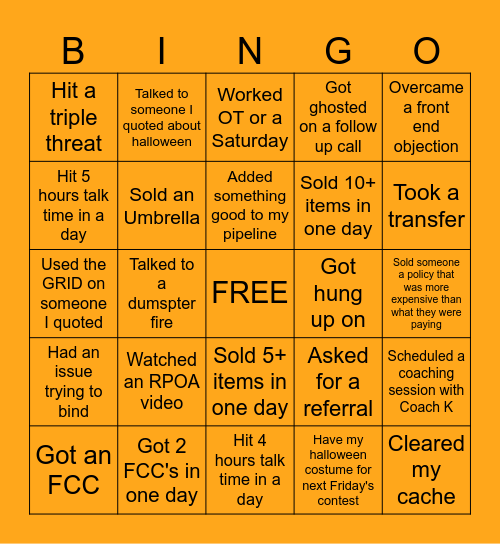 Cash Me In October Bingo Card