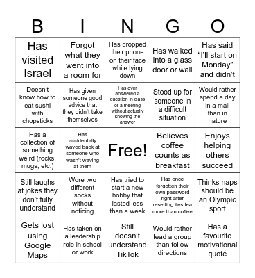 Solomon Leadership Program- Meet & Greet Bingo Card