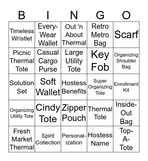 Thirty-One Style BINGO! Bingo Card