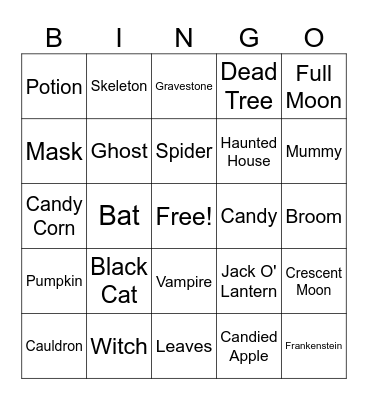 Halloween Bingo Card