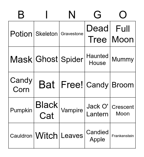 Halloween Bingo Card