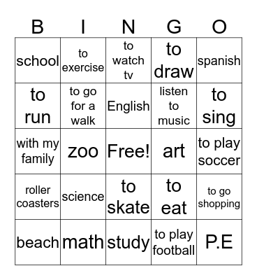 Spanish stuff Bingo Card