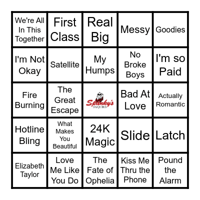 Spanky"s Music Bingo 10/21/25 Bingo Card