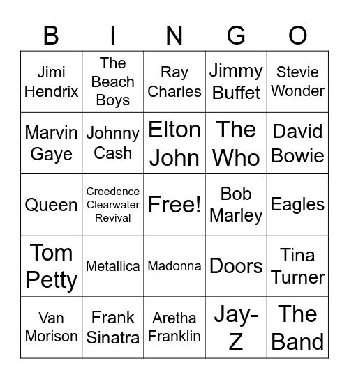 Artist 2 Bingo Card