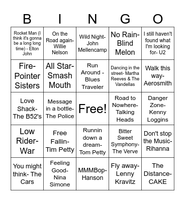 YY#51 Road Trip 2! Bingo Card