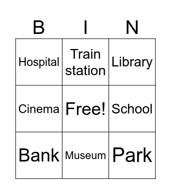 places in town Bingo Card