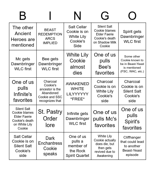 EPISODE 12 Bingo Card