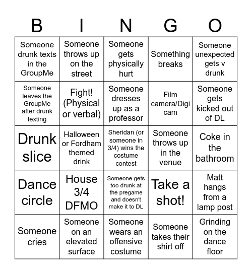 Fright Night Bingo! Bingo Card