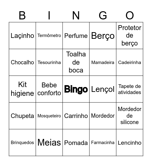 Chá de Bebê Bingo Card