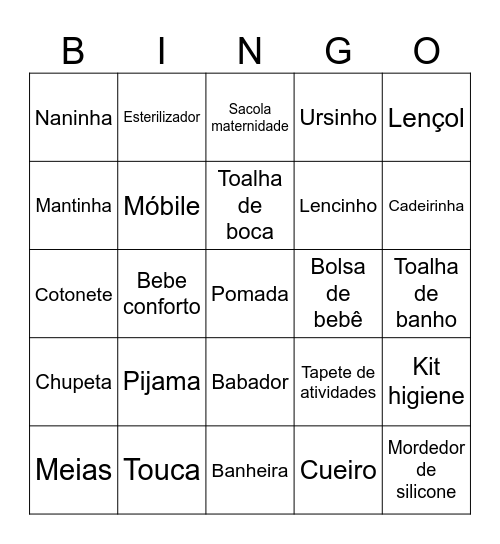 Chá de Bebê Bingo Card