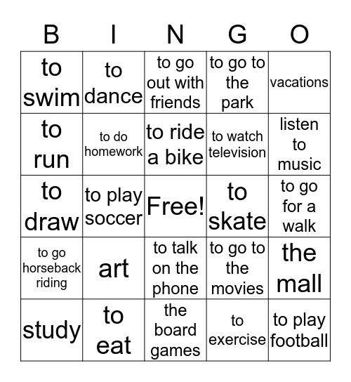 cg Bingo Card