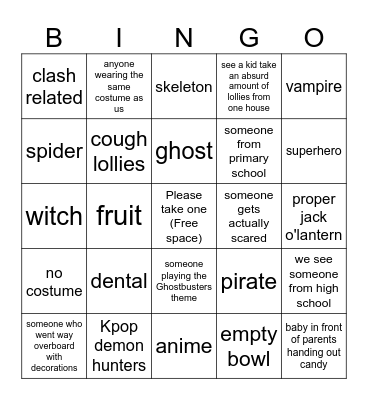 Halloween Bungo Bingo Card