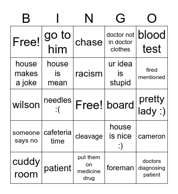 hounse bingo Card