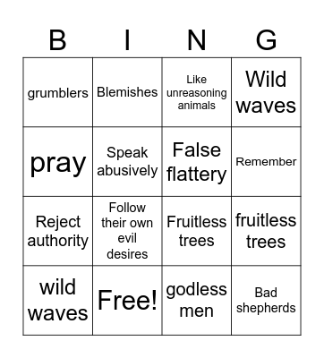 Jude Bingo Card