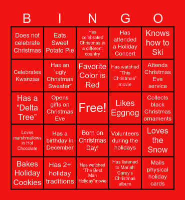 Jingle & Mingle Holiday Bingo Card