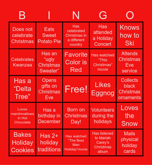 Jingle & Mingle Holiday Bingo Card