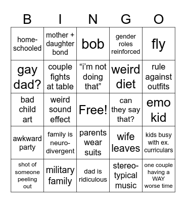 WifeSwap Bingo! Bingo Card