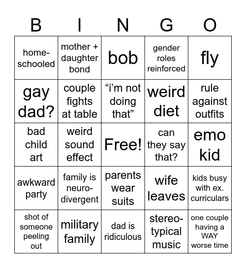 WifeSwap Bingo! Bingo Card