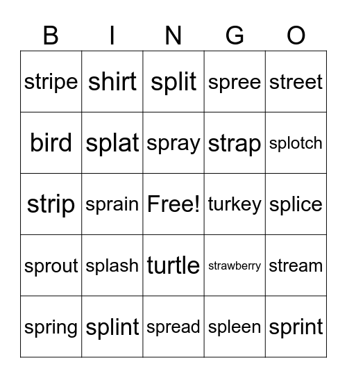 upper bingo Card