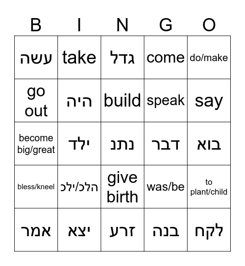 Shorashim Hidden Treasure - Shoresh Quiz 1 Bingo Card