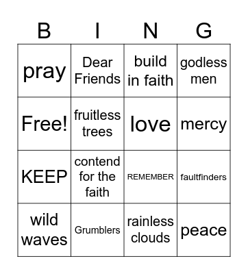 Jude Bingo Card