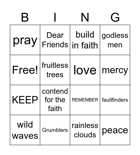 Jude Bingo Card