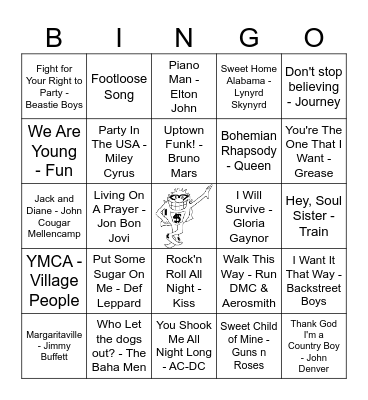 Sing-a-Long Songs Bingo Card