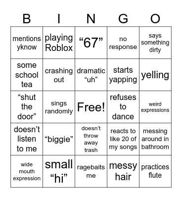 GABY Bingo Card