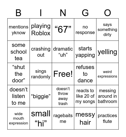 GABY Bingo Card