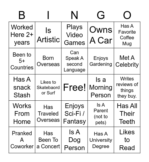 Untitled Bingo Card