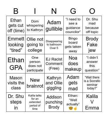 Seminar Bingo Card