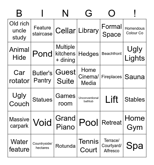 Rich Person Bingoo Bingo Card