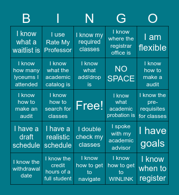 Registration BINGO Card
